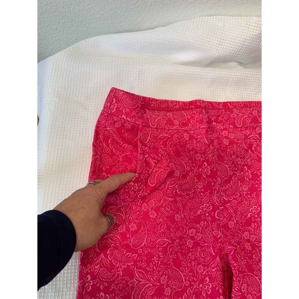 (B-37) Isaac Mizrahi Live QVC Pink Paisley Pull On Pants Women's Size 12 New - Picture 6 of 10